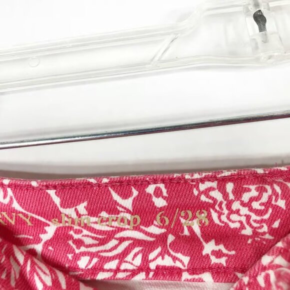 Talbots Size 6 Jeans Slim Crop Pink White Floral Print Stretch Skinny - Picture 3 of 3